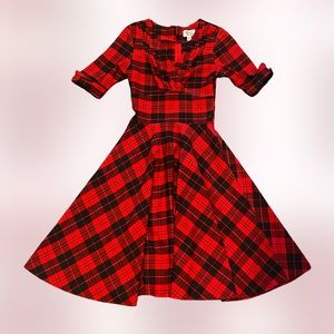 Unique Vintage Christmas / Holiday Plaid Swing Dress